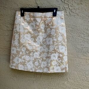 J Crew Gold And Cream Floral Skirt